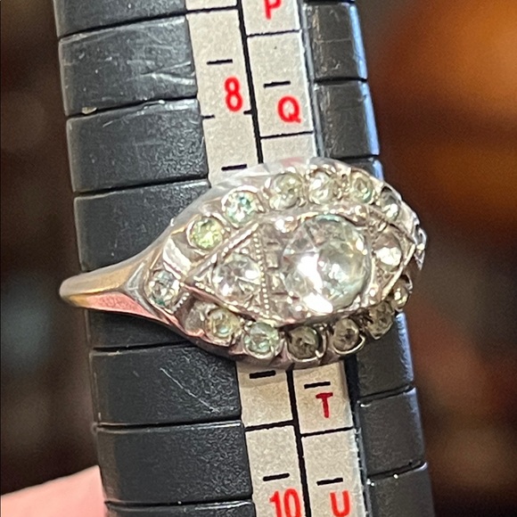 Antique Art Deco Uncas Signed Paste Diamond Sterling Silver Ring - Picture 2 of 10